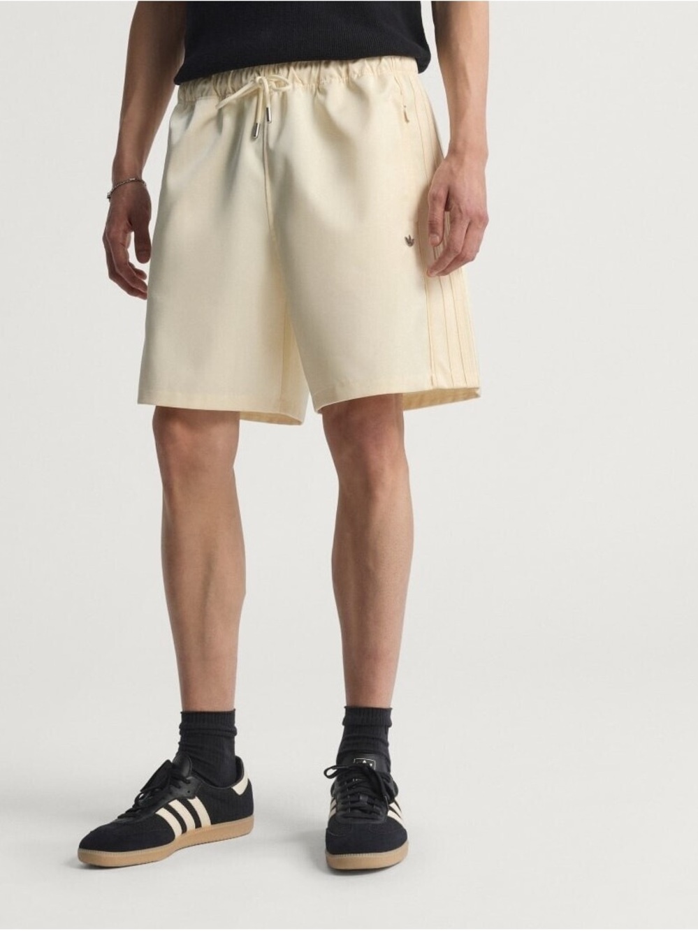 adidas Originals Men's Premium Satin Shorts Cream White
